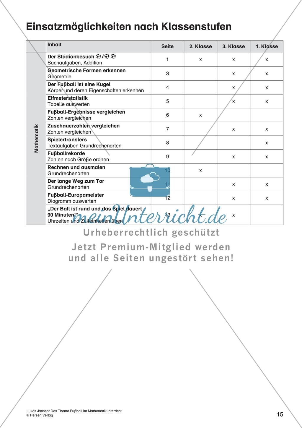 Textaufgaben, Geometrie und Statistik zum Thema Fußball Preview 17
