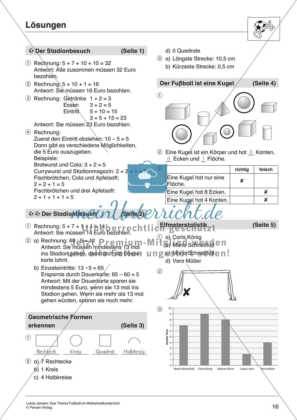 Textaufgaben, Geometrie und Statistik zum Thema Fußball Preview 18