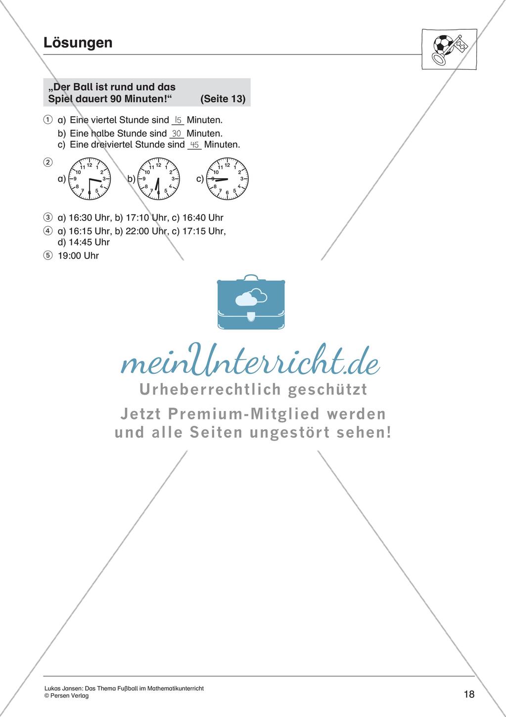 Textaufgaben, Geometrie und Statistik zum Thema Fußball Preview 20
