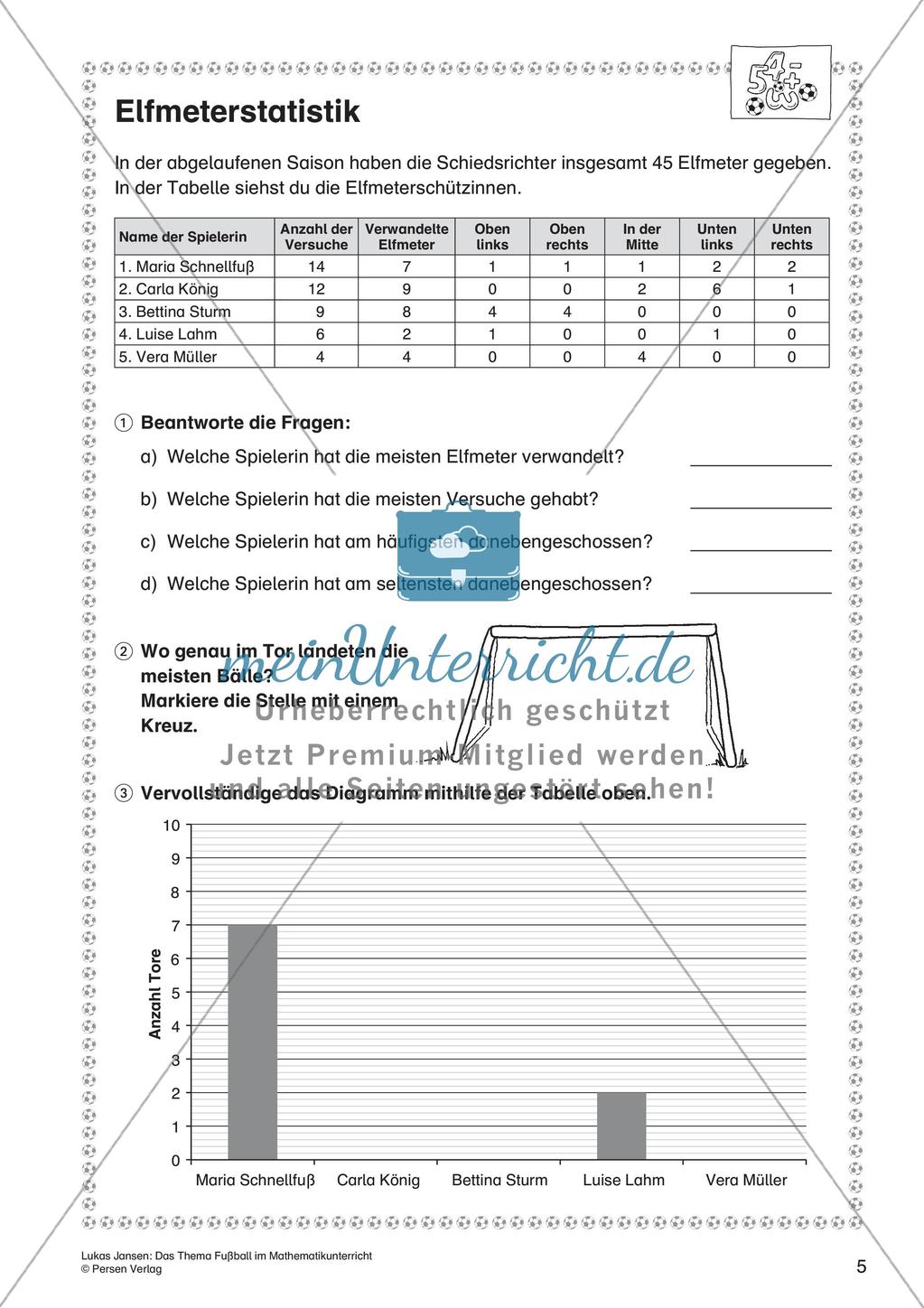 Textaufgaben, Geometrie und Statistik zum Thema Fußball Preview 7