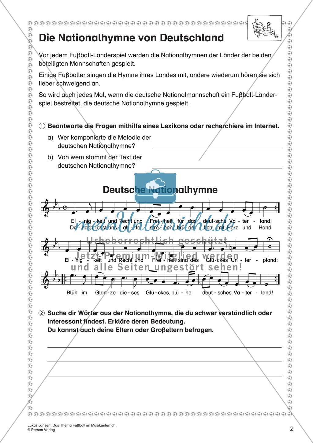Fußball: Verfassen von Liedtexten und Analyse der Nationalhymne Preview 4