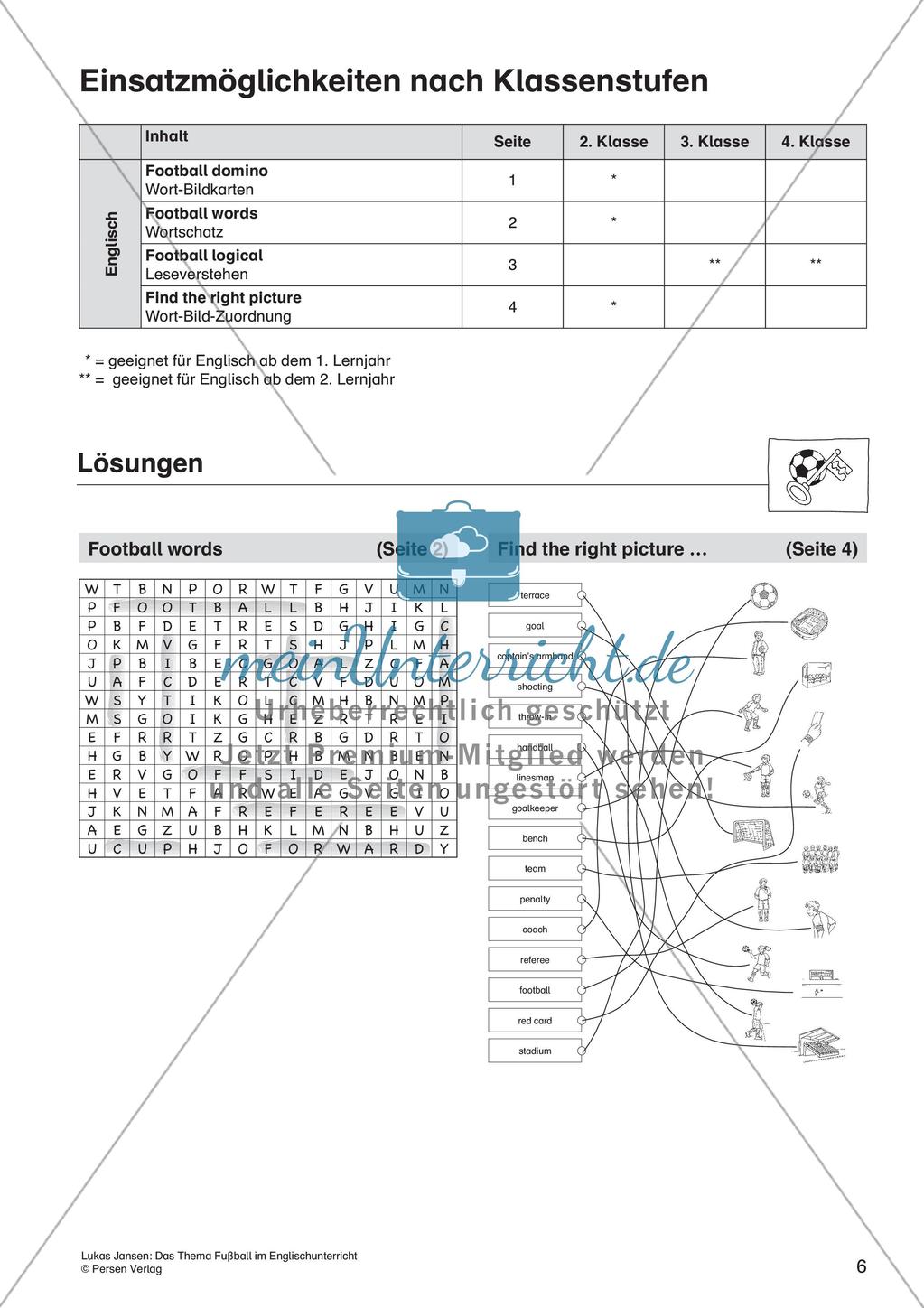 Wortschatzarbeit: Thema Fußball Preview 8