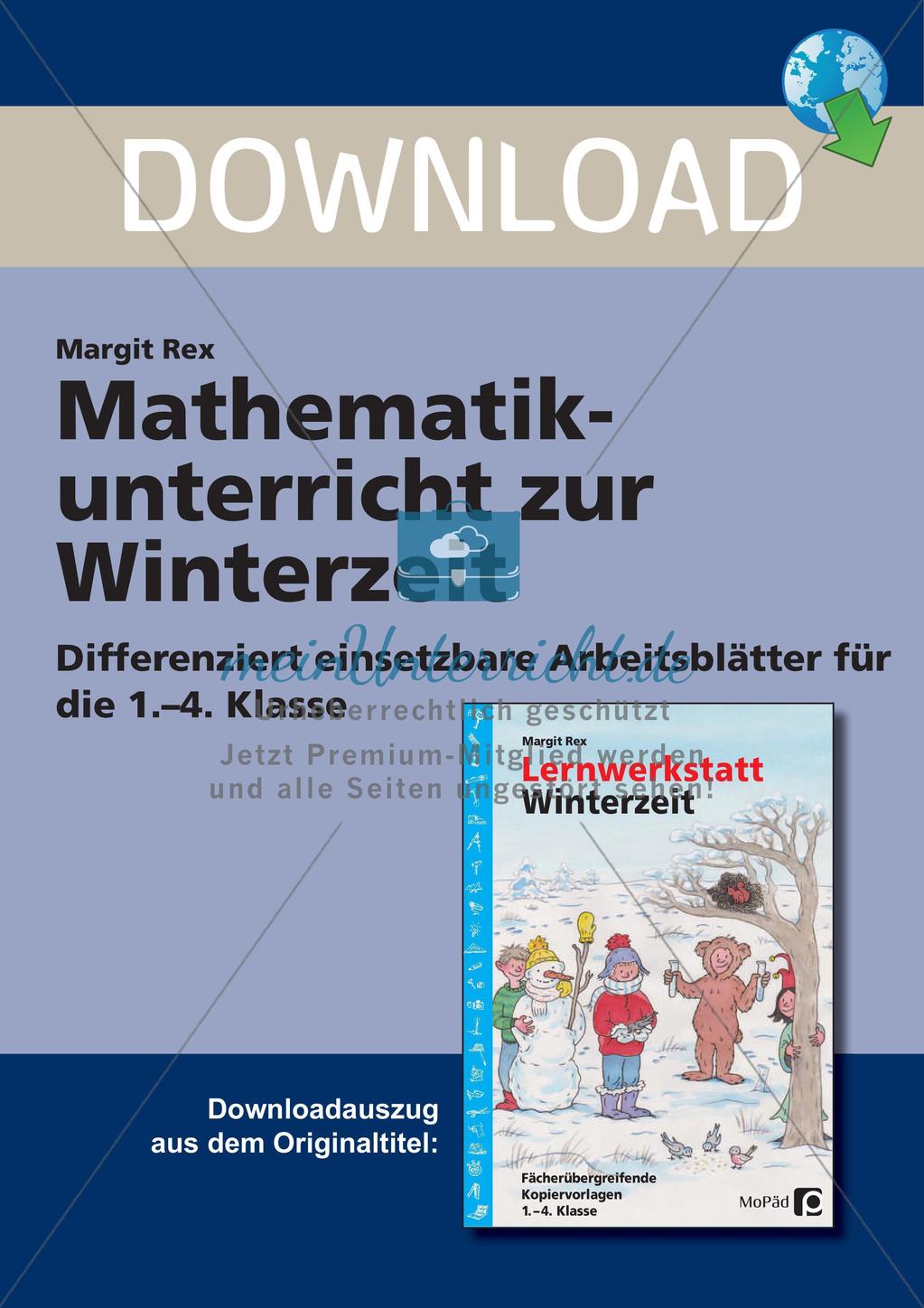 Sachaufgaben, Achsenspiegelung und Statistik zum Thema Winter Preview 1