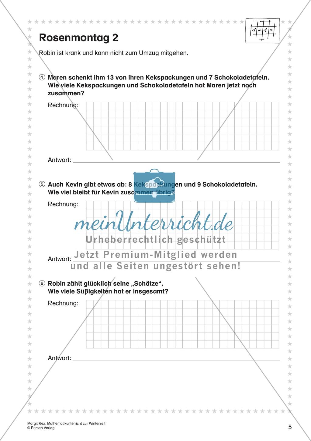 Sachaufgaben, Achsenspiegelung und Statistik zum Thema Winter Preview 7