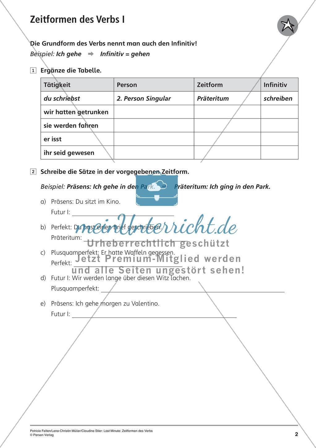 Zeitformen des Verbs Preview 5