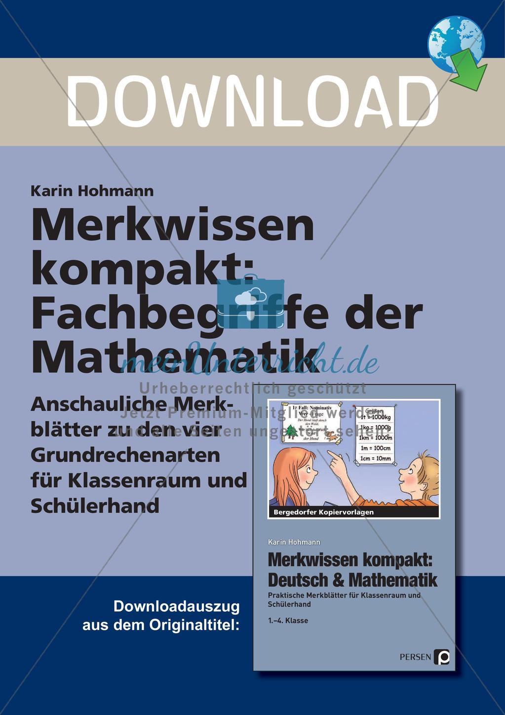 Merkwissen kompakt: Fachbegriffe der Grundrechenarten Preview 1