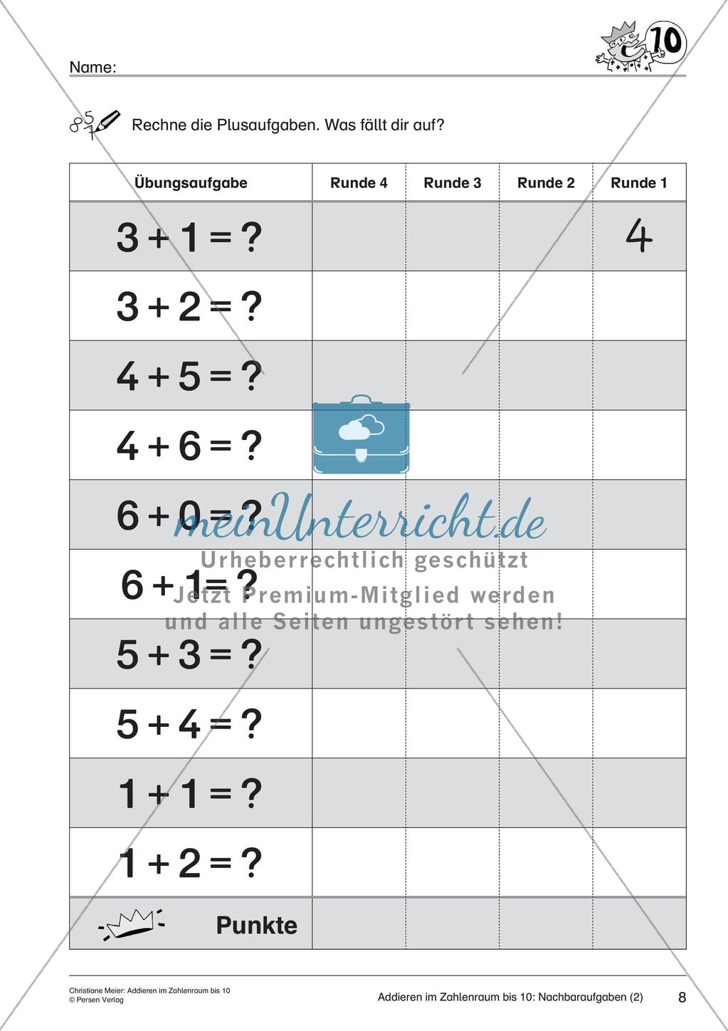 Addition im Zahlenraum bis 10 Preview 10