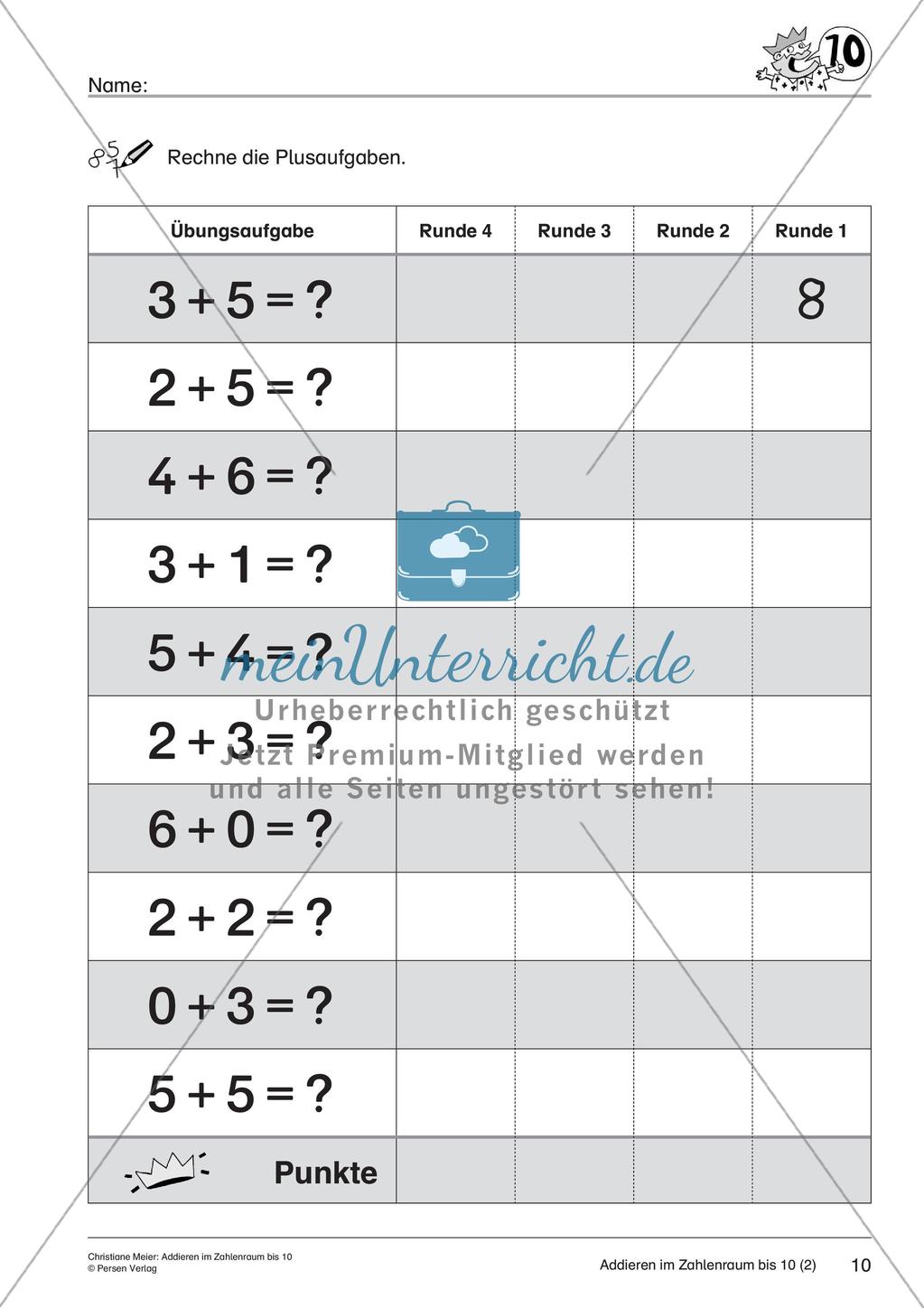 Addition im Zahlenraum bis 10 Preview 12