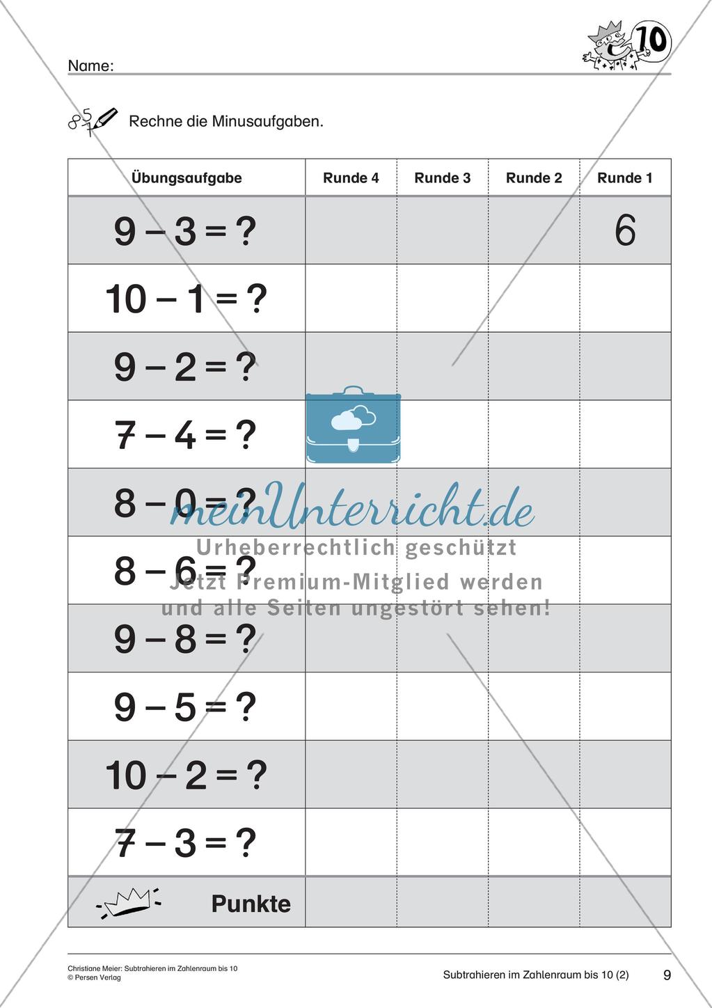Subtraktion im Zahlenraum bis 10 Preview 11