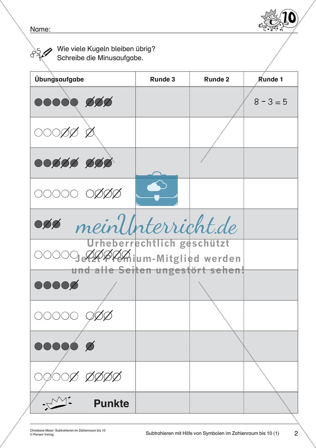Subtraktion im Zahlenraum bis 10 Preview 4