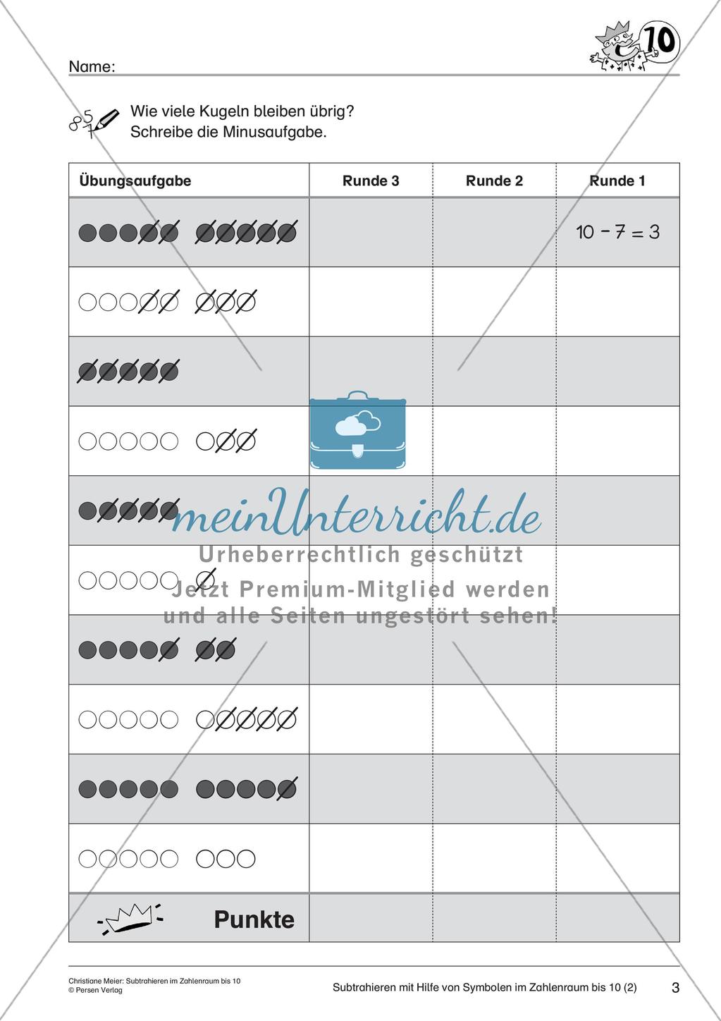 Subtraktion im Zahlenraum bis 10 Preview 5