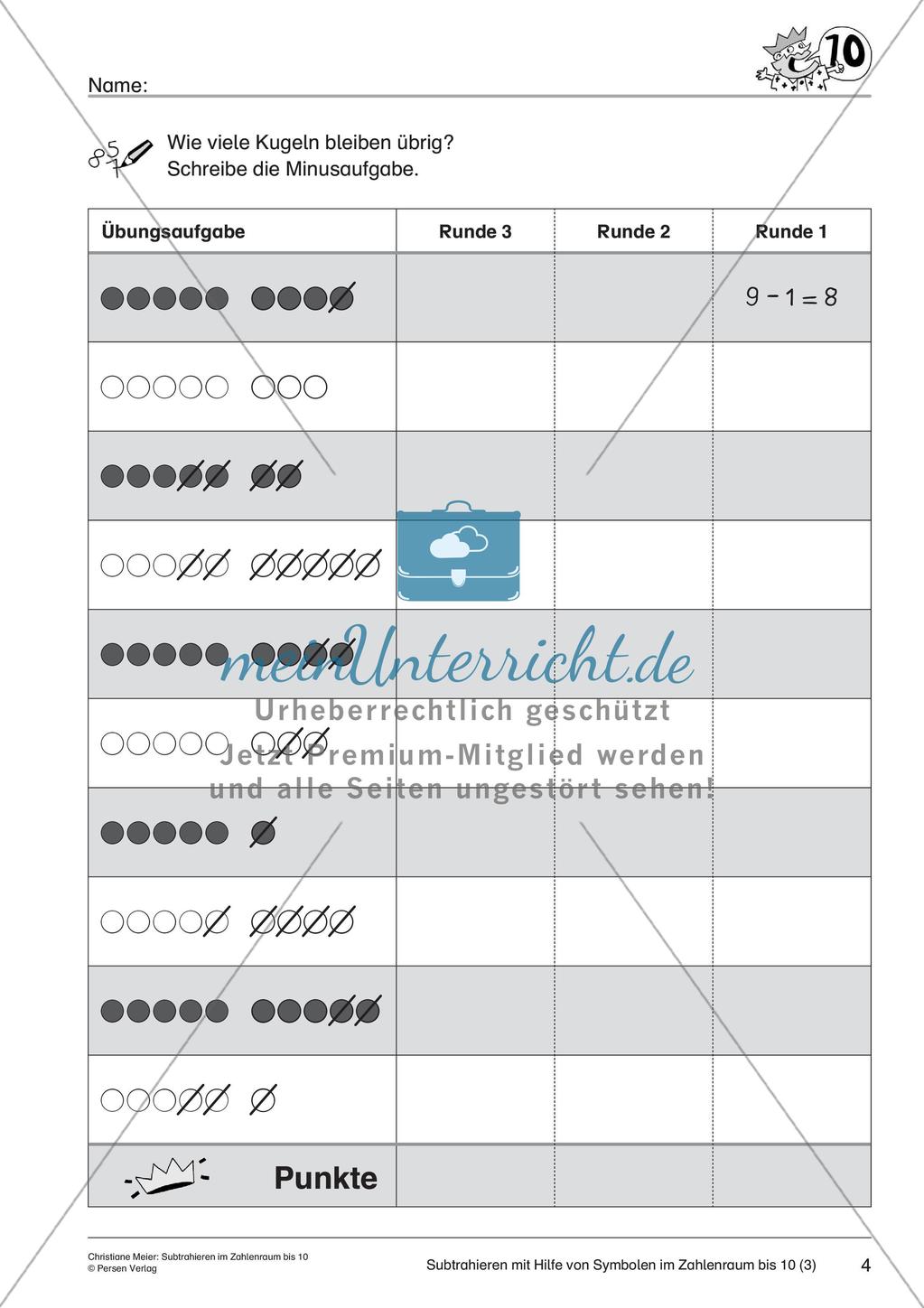 Subtraktion im Zahlenraum bis 10 Preview 6