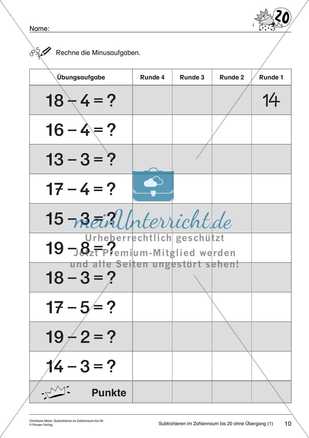 Subtraktion im Zahlenraum bis 20 Preview 12