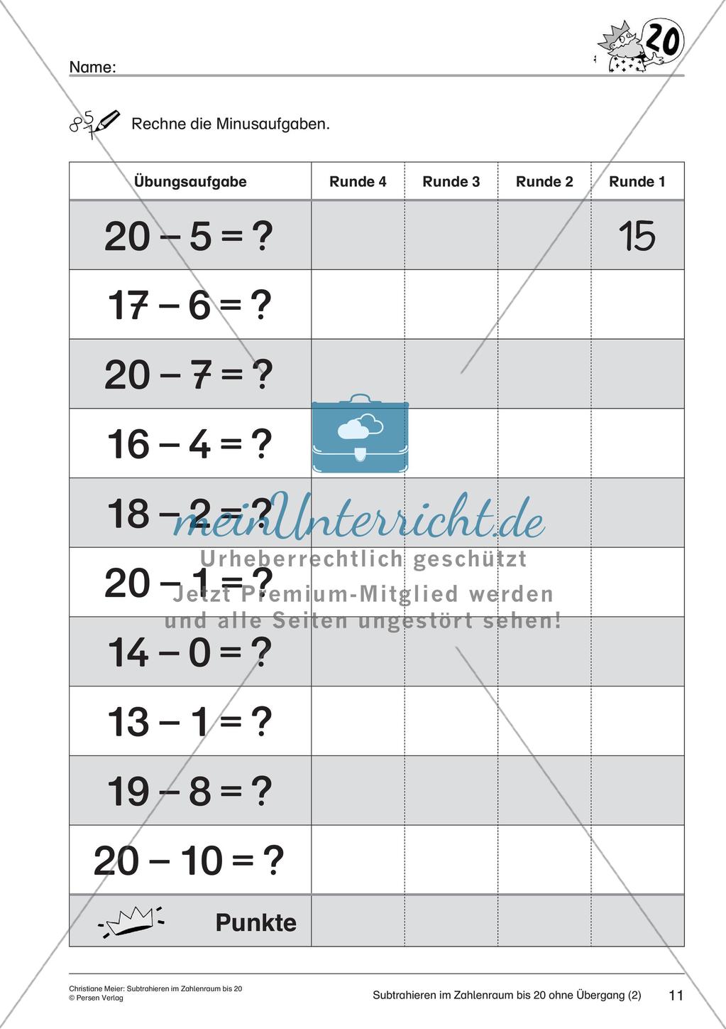 Subtraktion im Zahlenraum bis 20 Preview 13