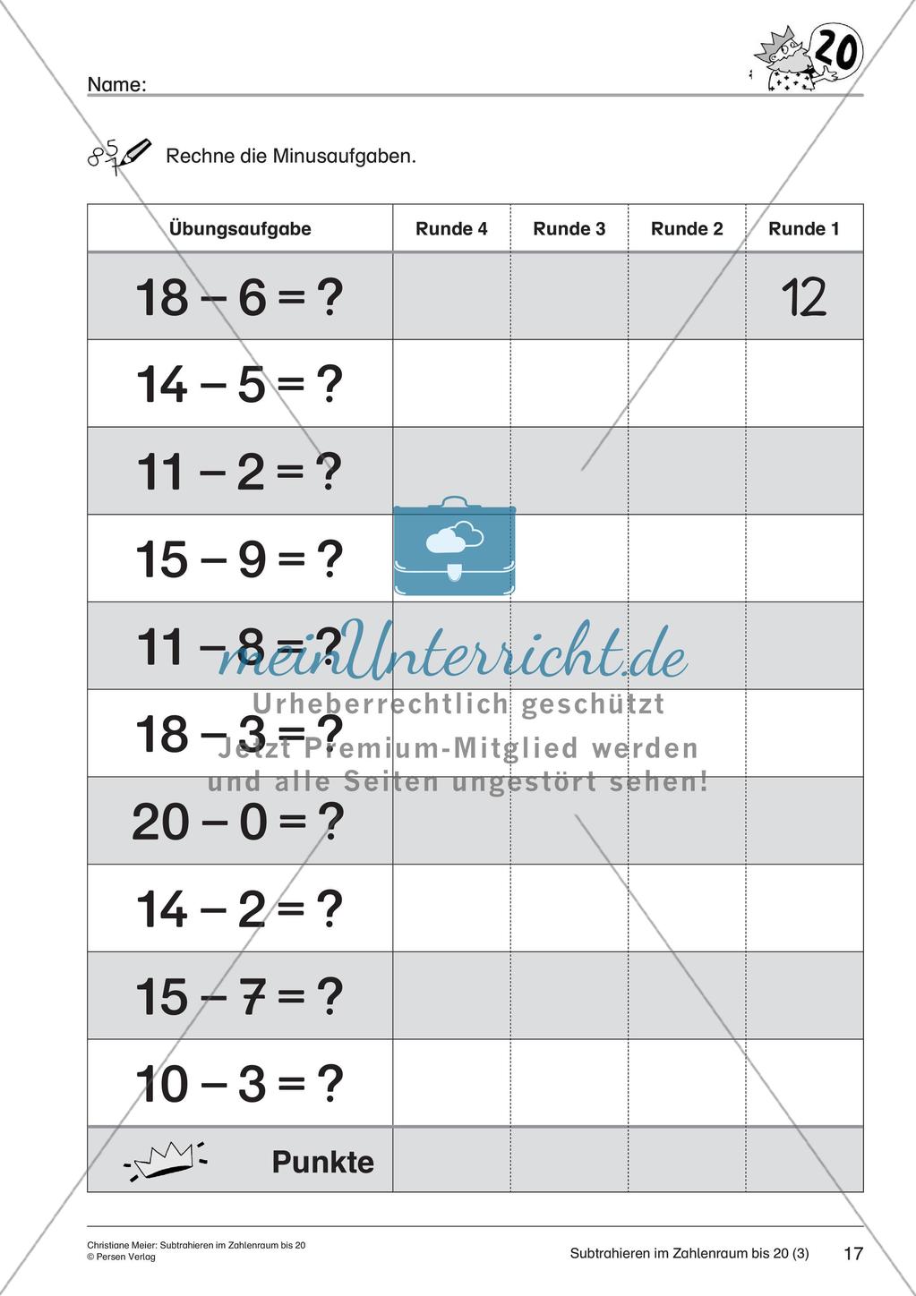 Subtraktion im Zahlenraum bis 20 Preview 19