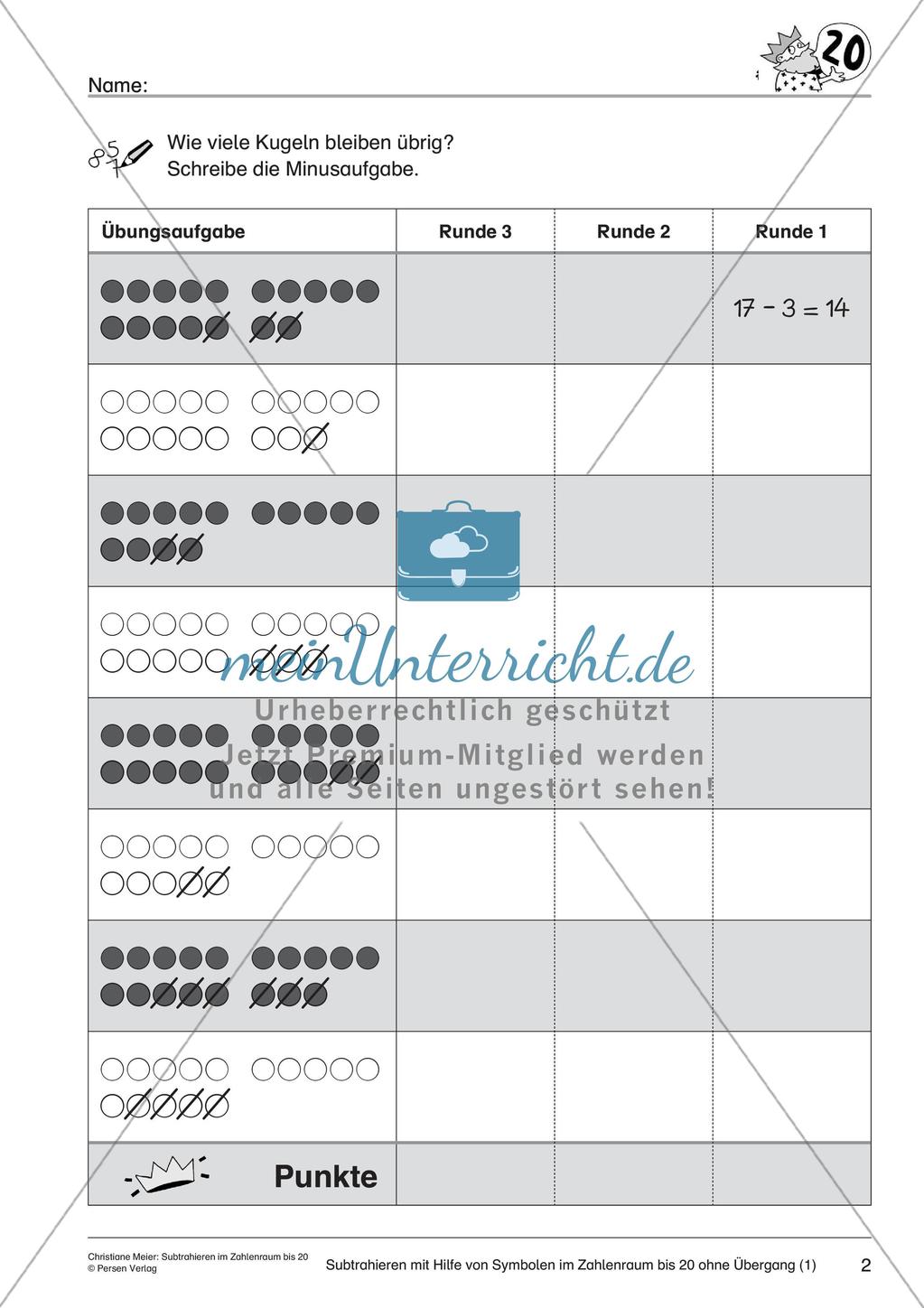 Subtraktion im Zahlenraum bis 20 Preview 4