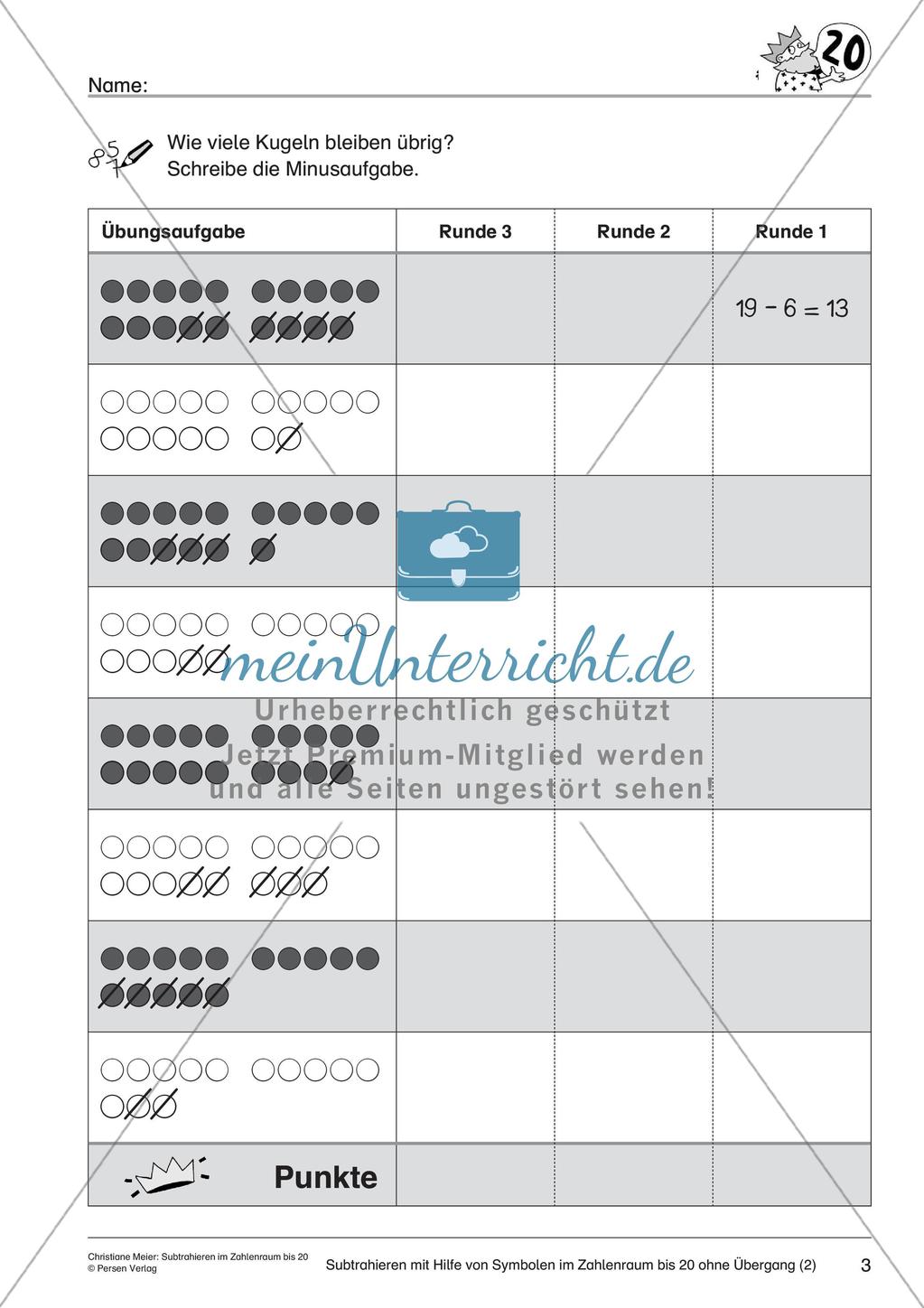 Subtraktion im Zahlenraum bis 20 Preview 5