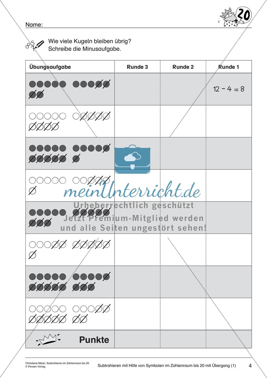 Subtraktion im Zahlenraum bis 20 Preview 6
