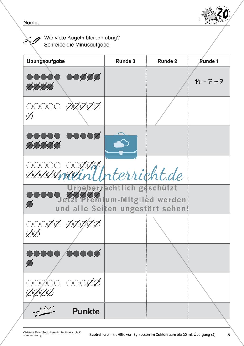 Subtraktion im Zahlenraum bis 20 Preview 7