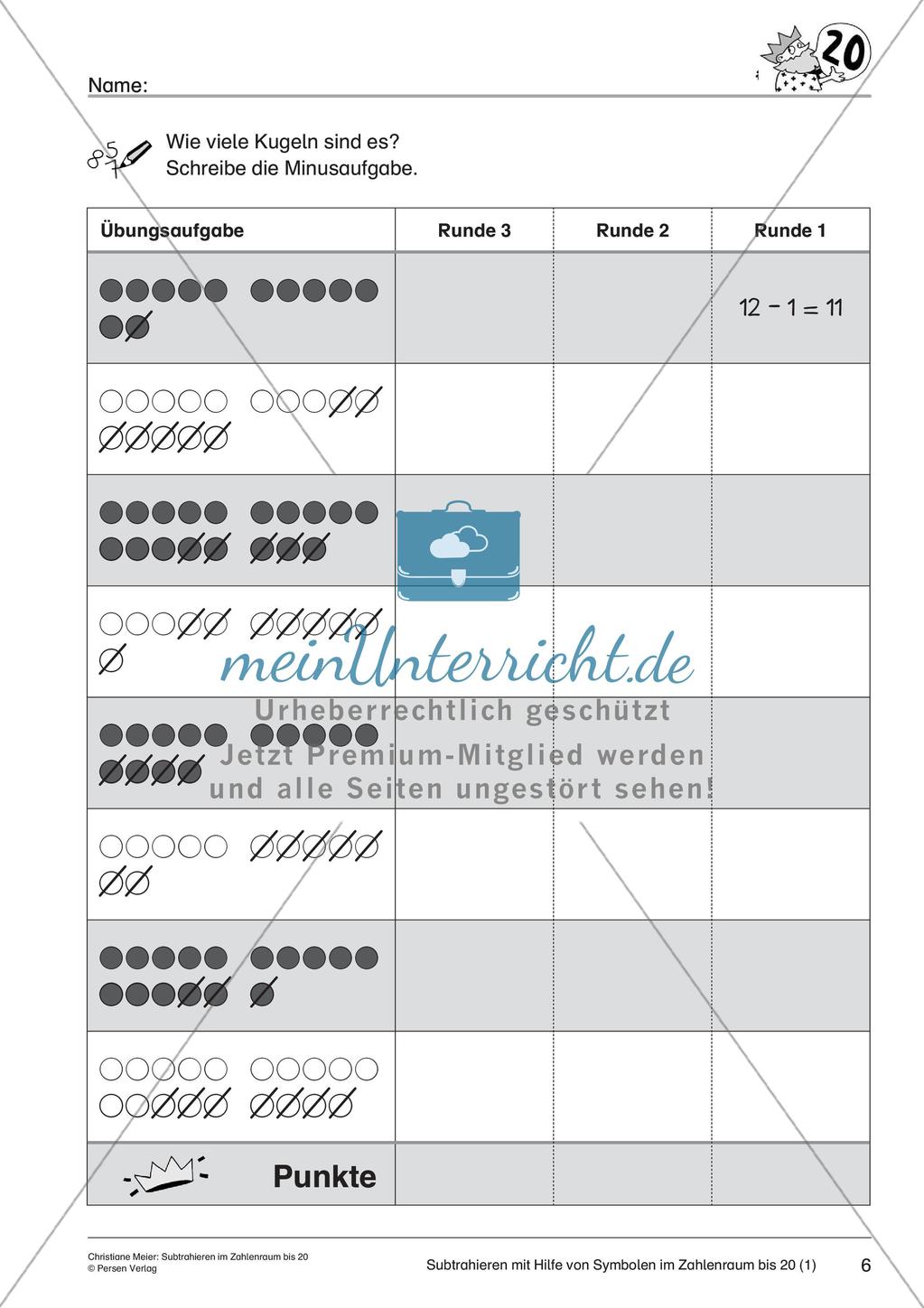 Subtraktion im Zahlenraum bis 20 Preview 8