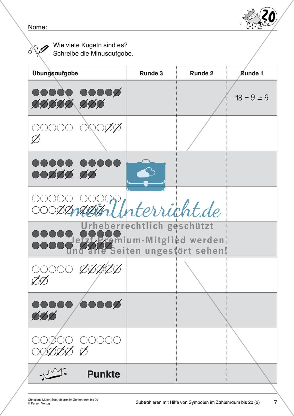 Subtraktion im Zahlenraum bis 20 Preview 9