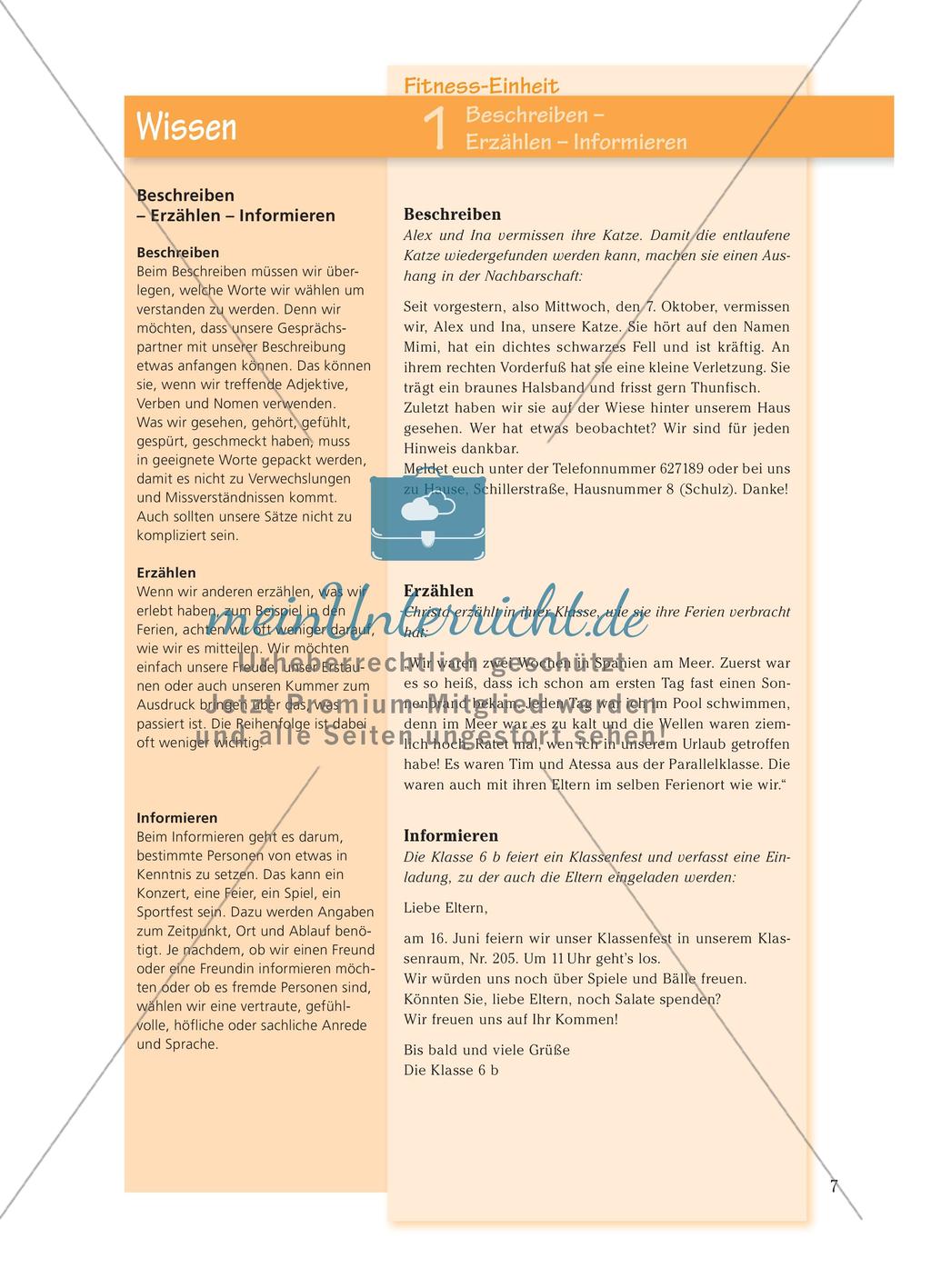 Textsortenunterscheidung: Beschreibung, Erzählung, Information Preview 1