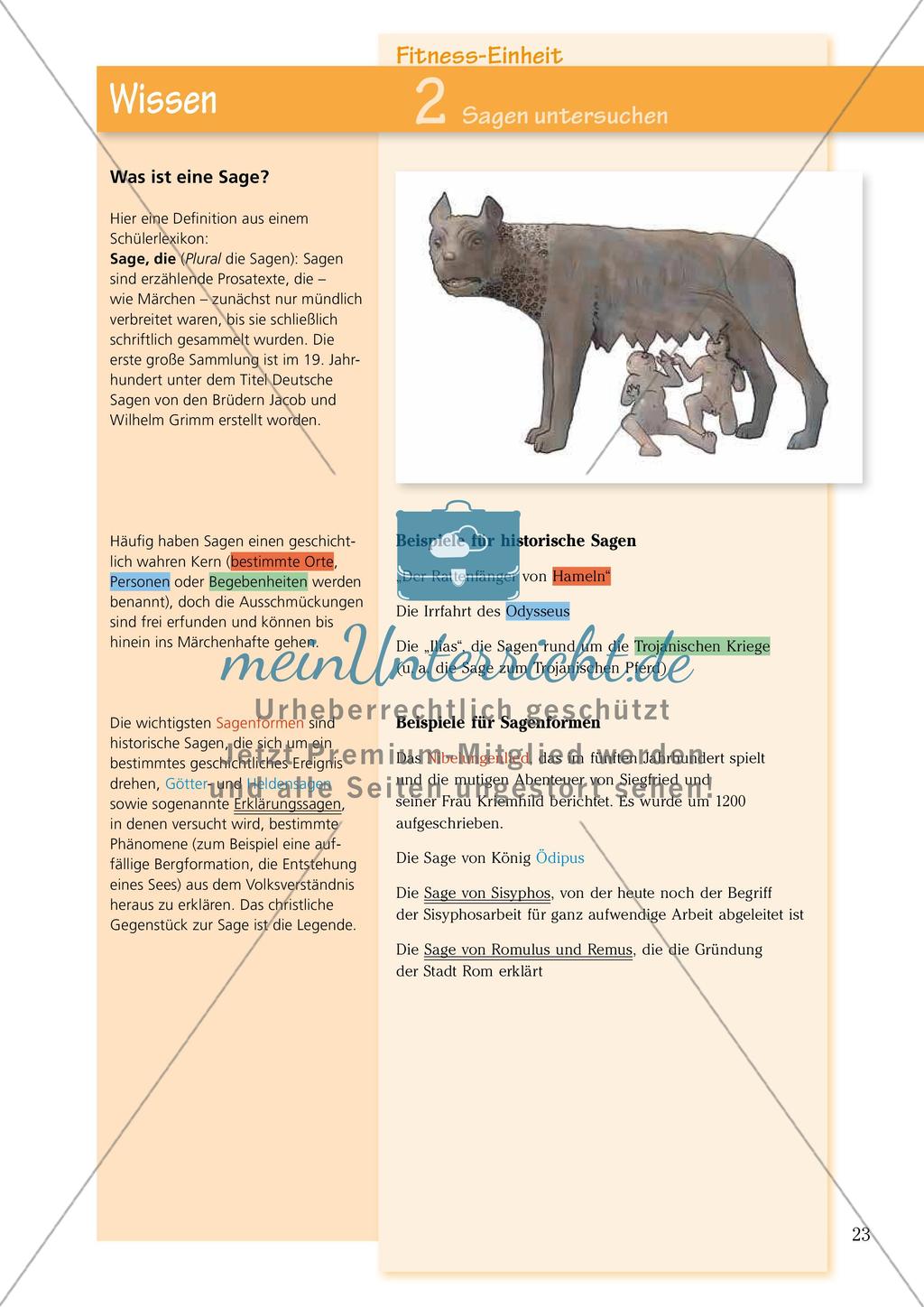 Untersuchen und Gestalten von Texten: Sagen Preview 1