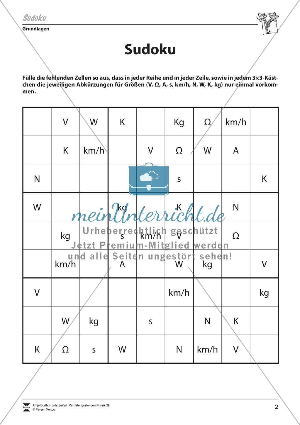 Rätsel und Sudoku zu physikalischen Grundlagen Preview 3