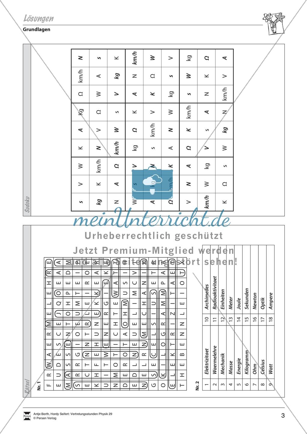 Rätsel und Sudoku zu physikalischen Grundlagen Preview 4