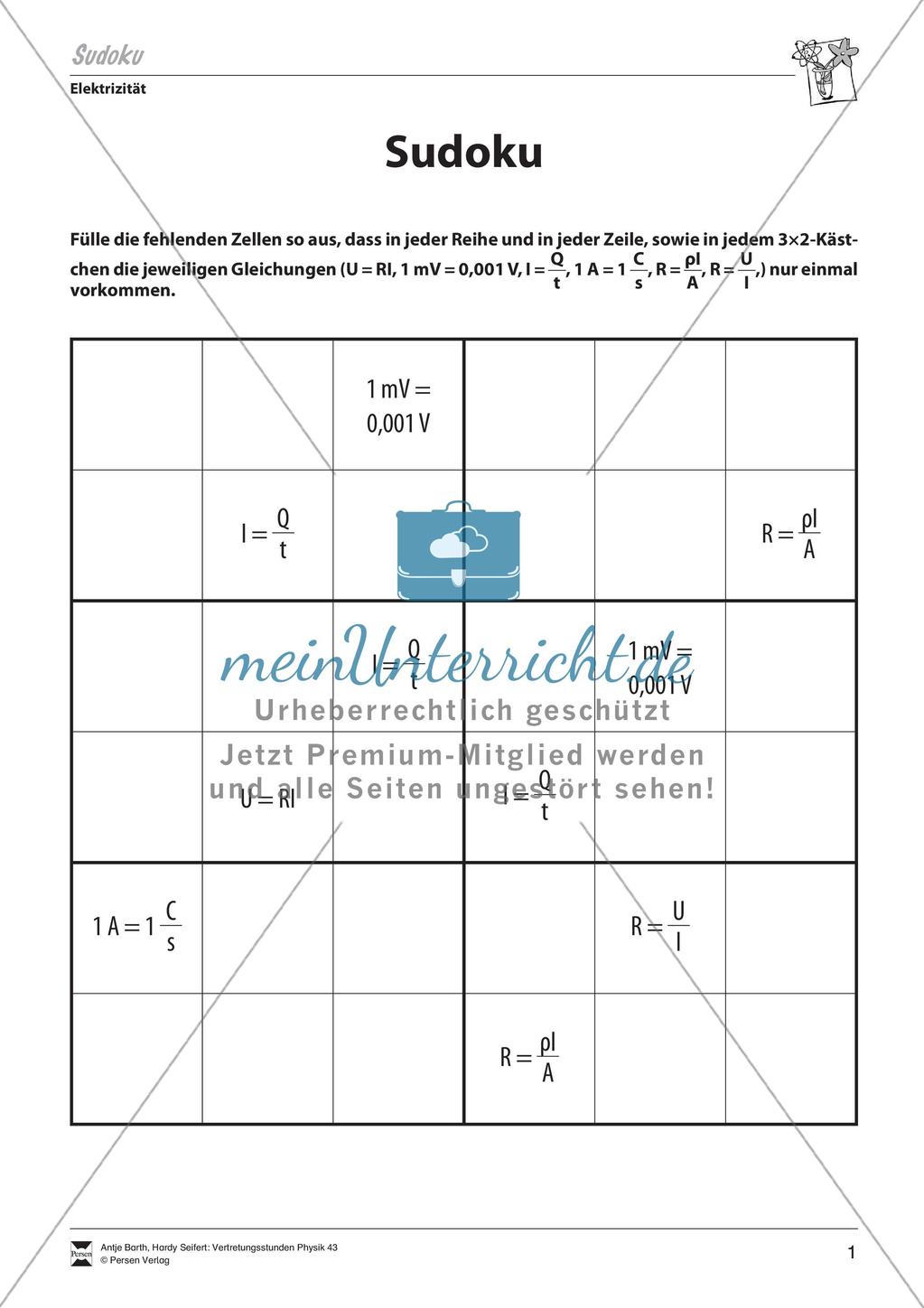 Sudoku und Rätsel zu Elektrizität Preview 2