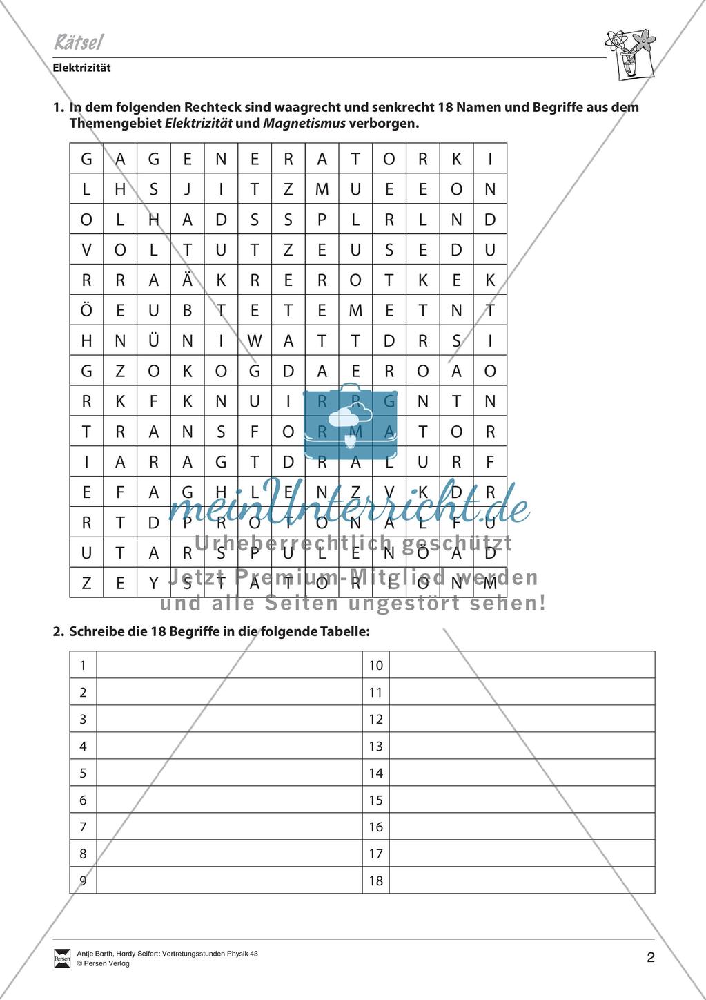 Sudoku und Rätsel zu Elektrizität Preview 3