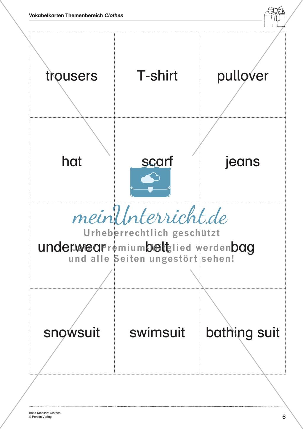Wortschatzarbeit: Clothes Preview 8