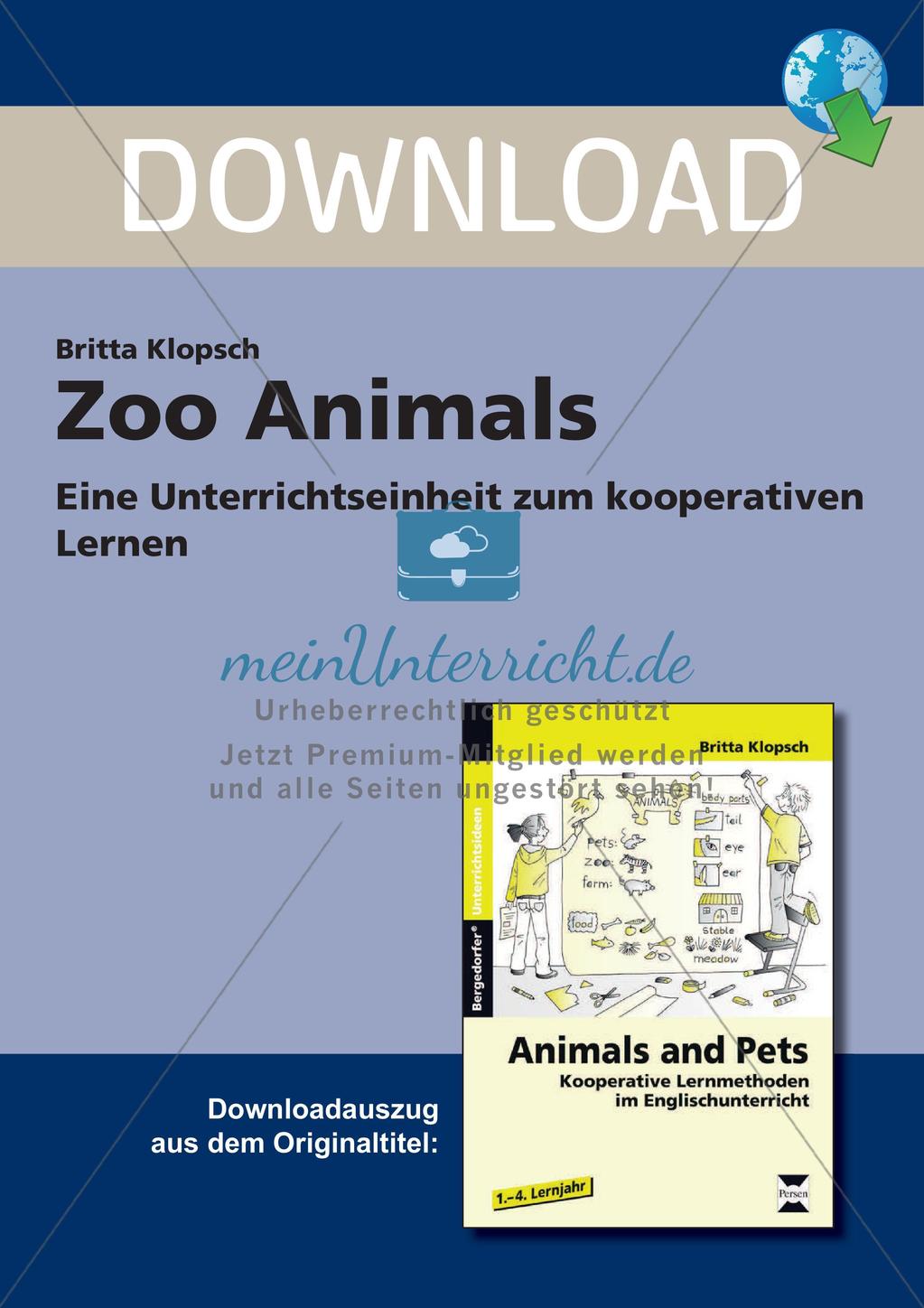 Wortschatzarbeit: Zoo Animals Preview 1