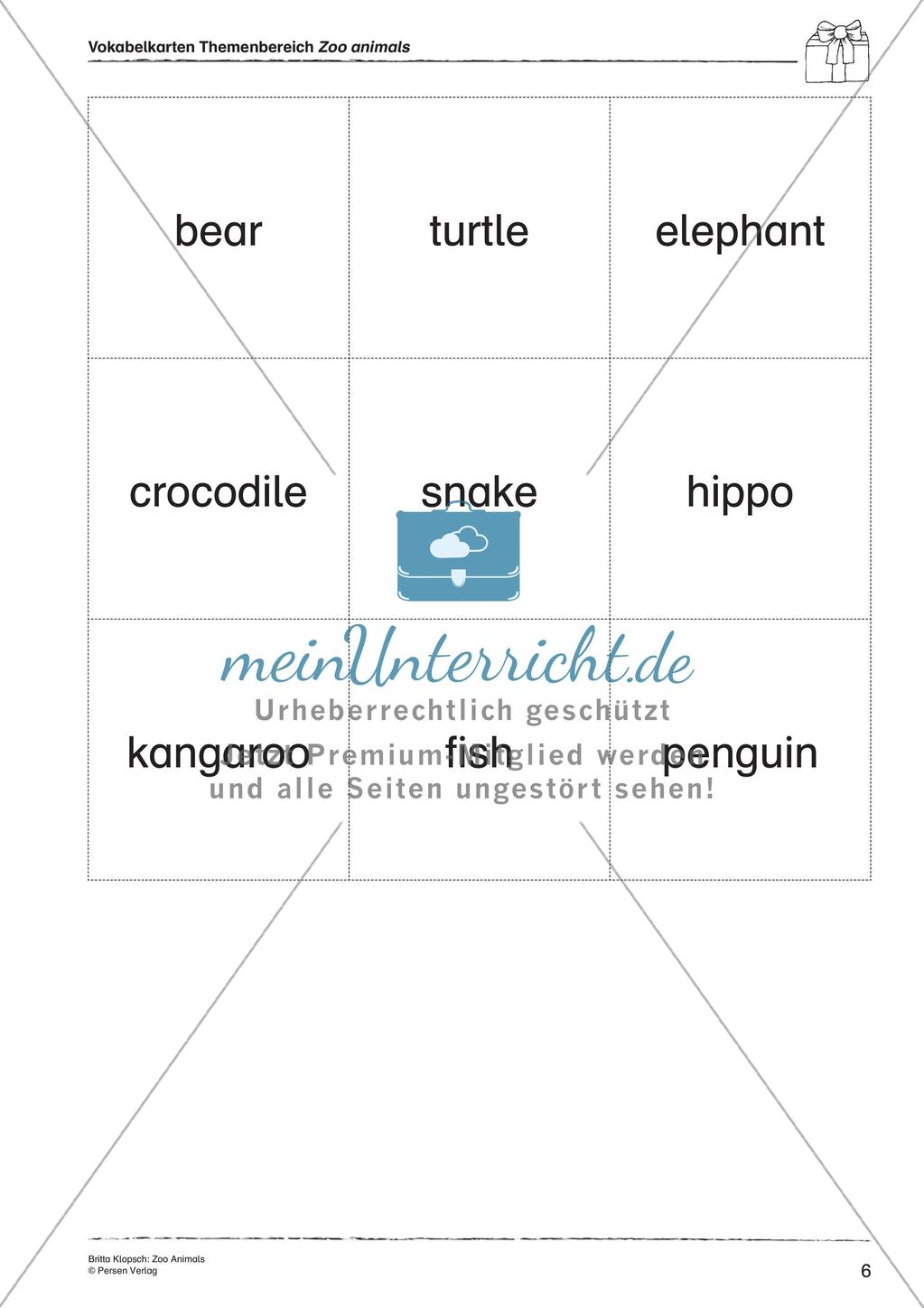 Wortschatzarbeit: Zoo Animals Preview 8