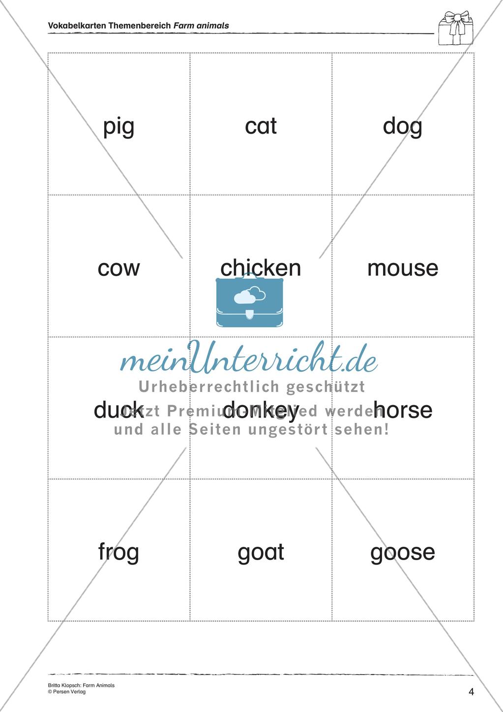 Wortschatzarbeit: Farm Animals Preview 6