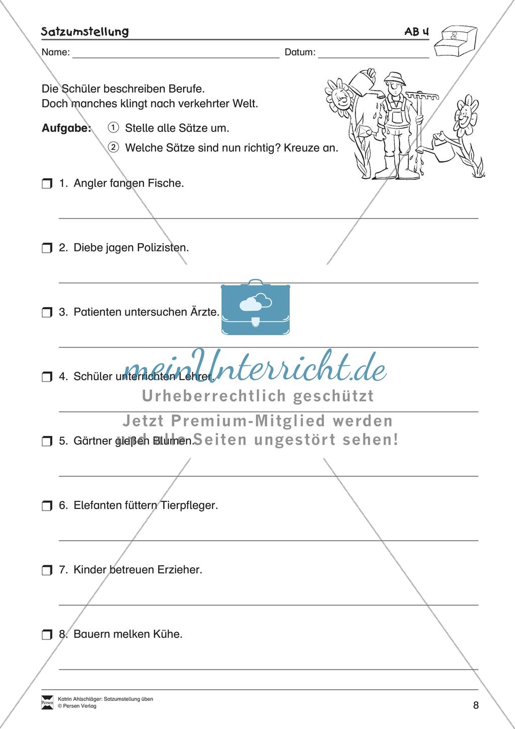 Übungen zur Satzstellung Preview 10