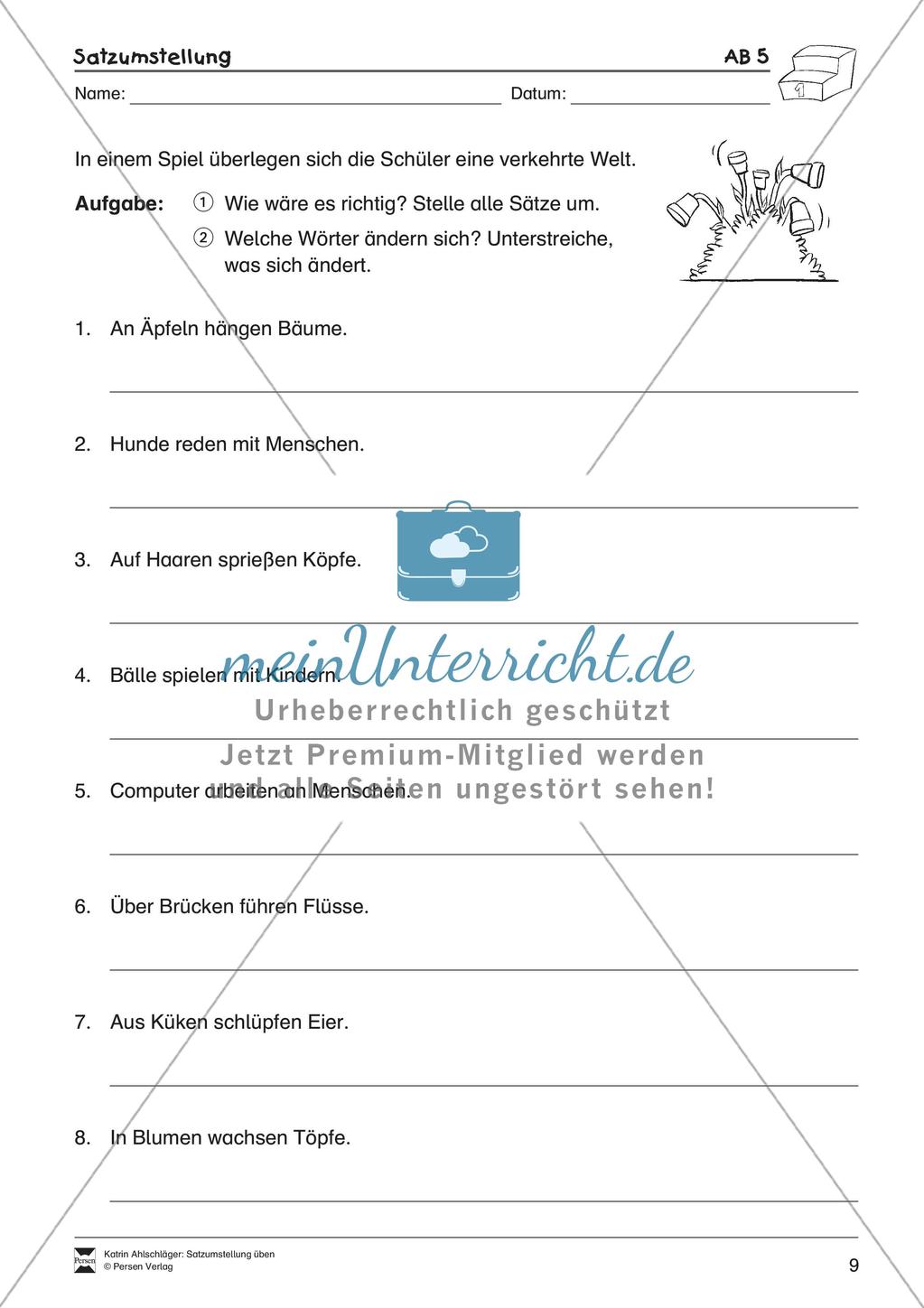 Übungen zur Satzstellung Preview 11