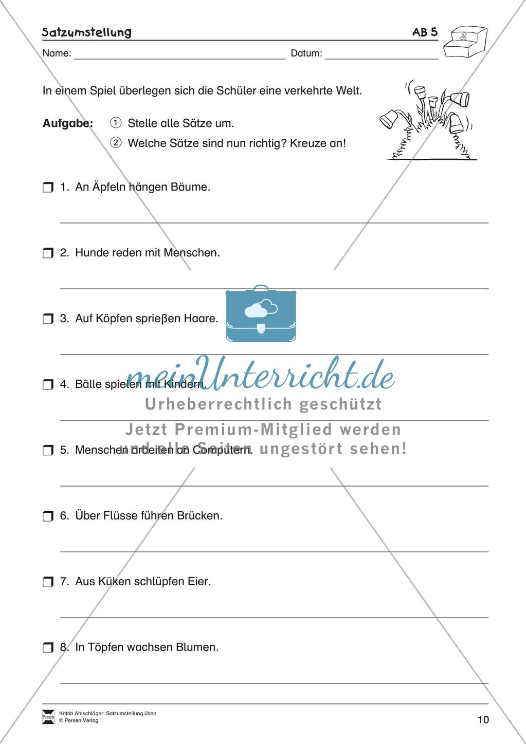 Übungen zur Satzstellung Preview 12
