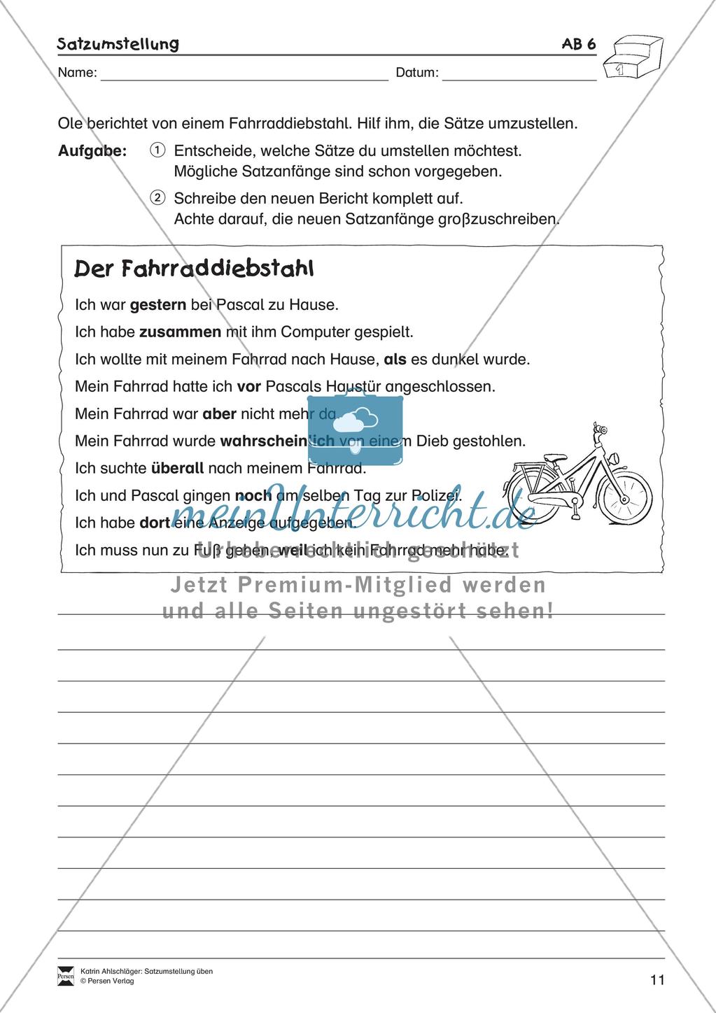 Übungen zur Satzstellung Preview 13