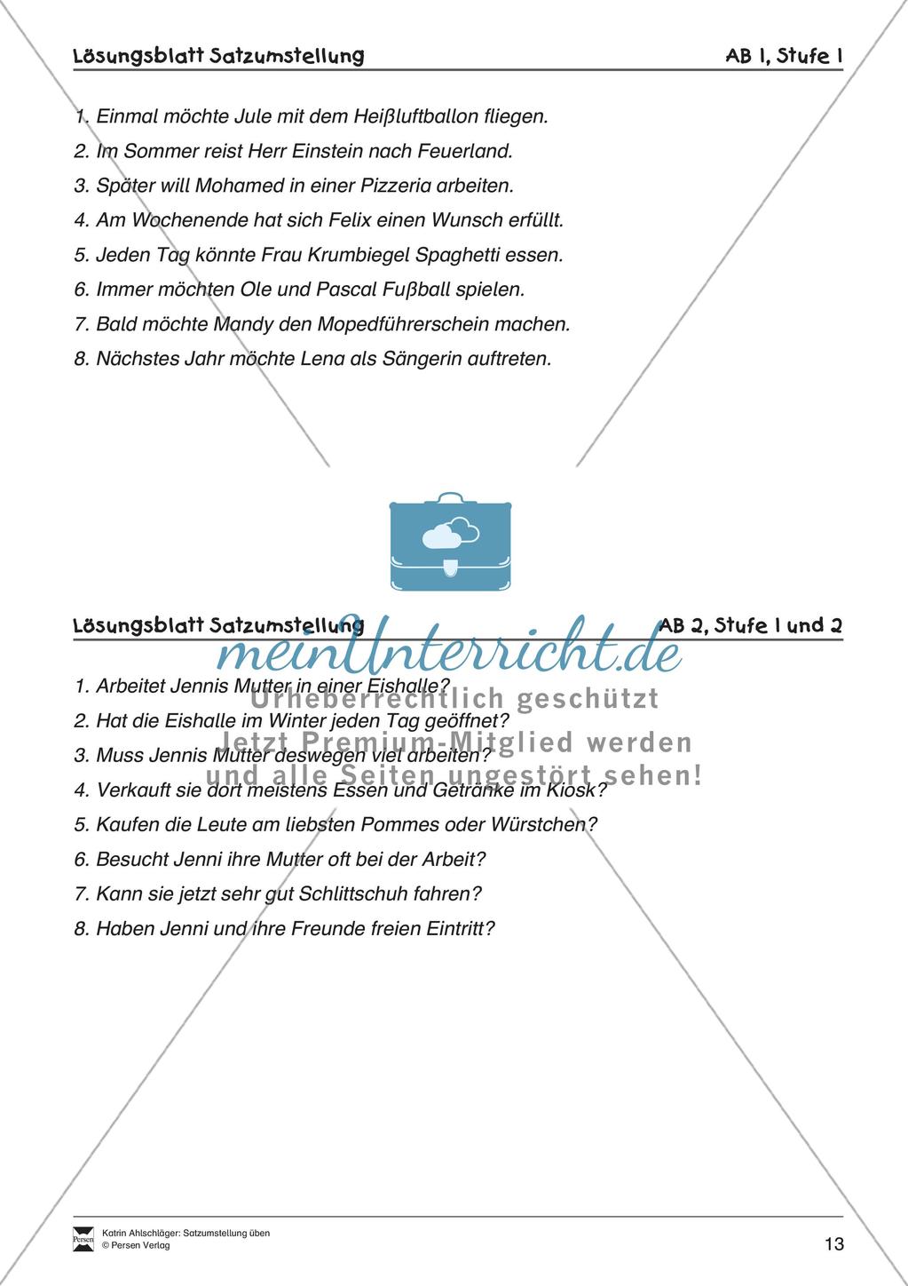 Übungen zur Satzstellung Preview 15