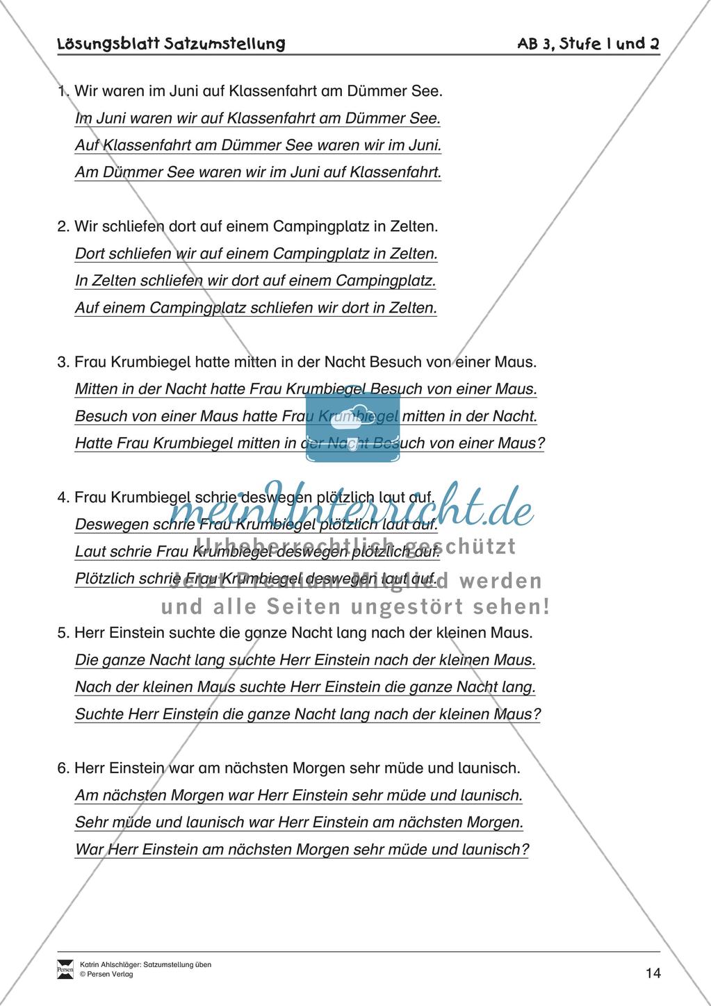 Übungen zur Satzstellung Preview 16