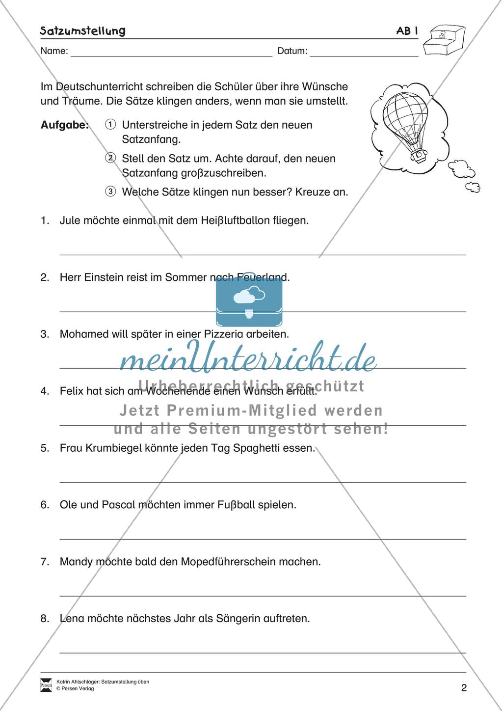 Übungen zur Satzstellung Preview 4