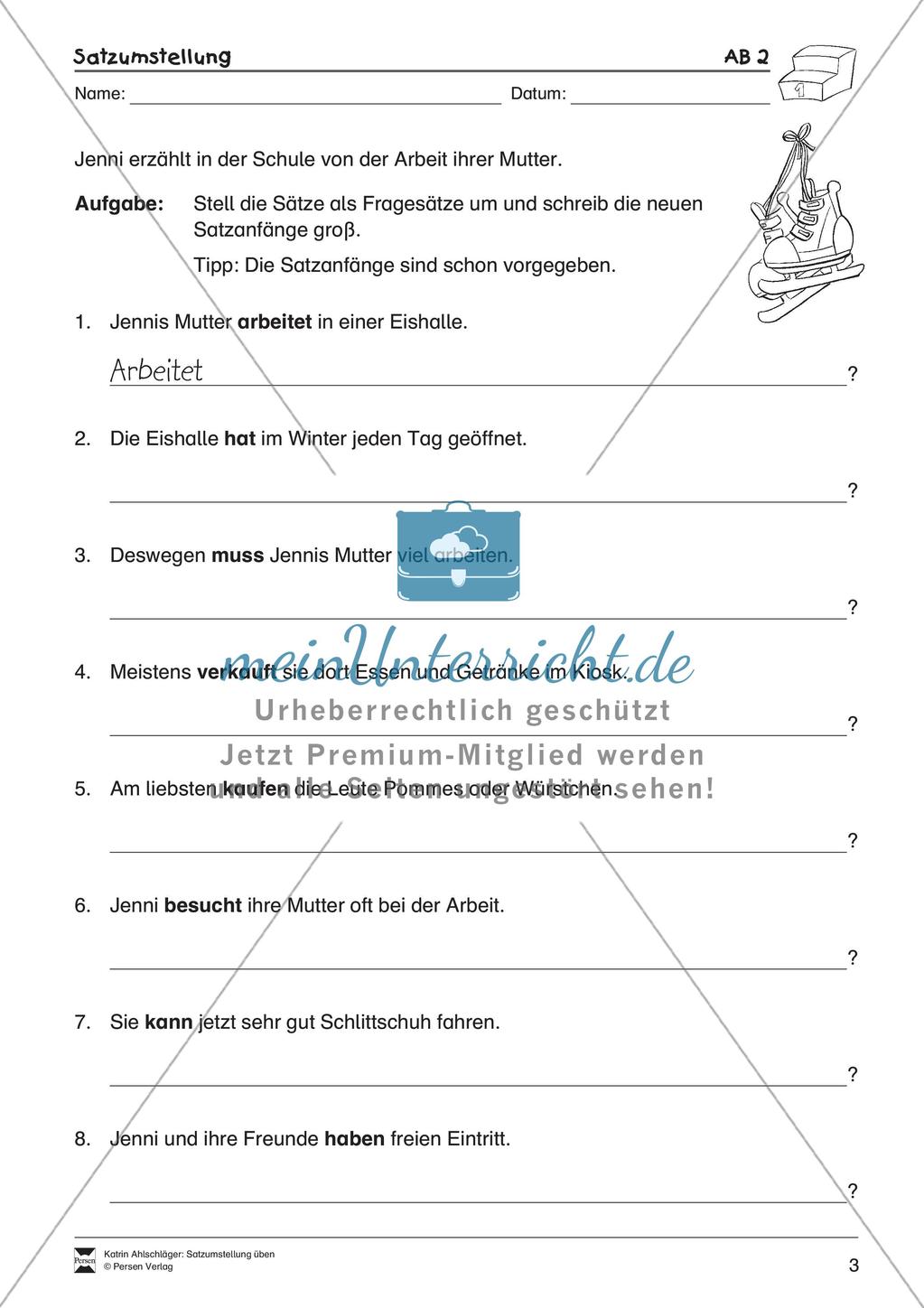 Übungen zur Satzstellung Preview 5