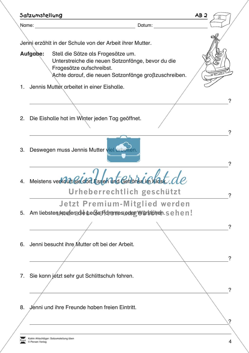 Übungen zur Satzstellung Preview 6