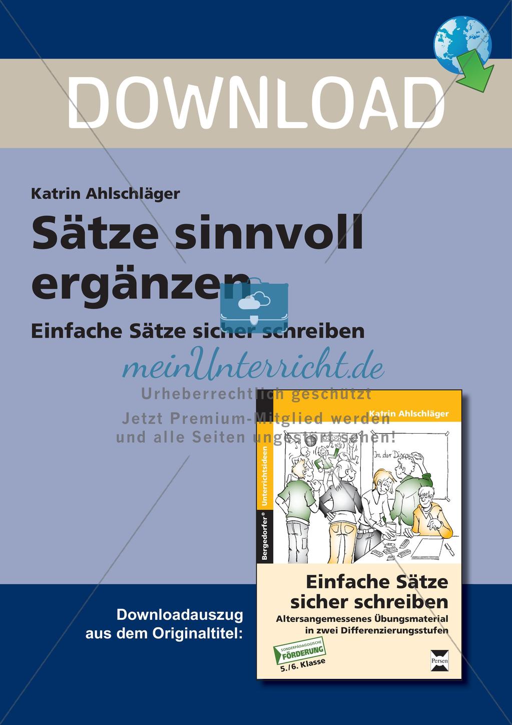 Sinnvolles Ergänzen von Sätzen Preview 1