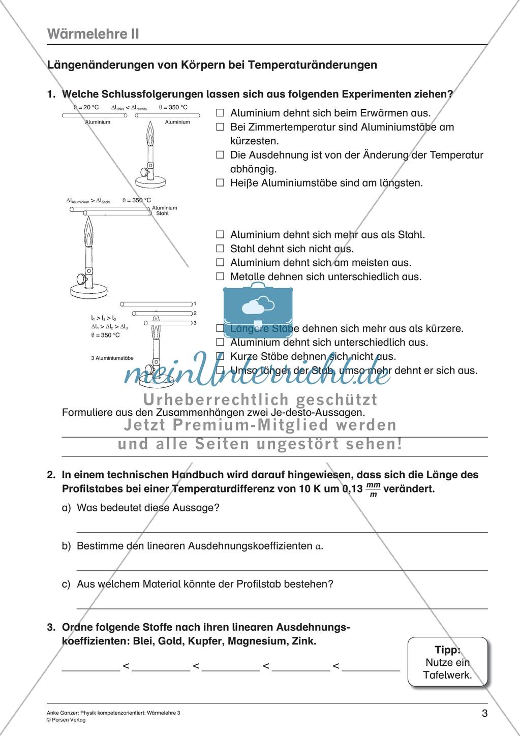 Wärmelehre: Wärmekapazität, Temperatur, thermische Energie Preview 5