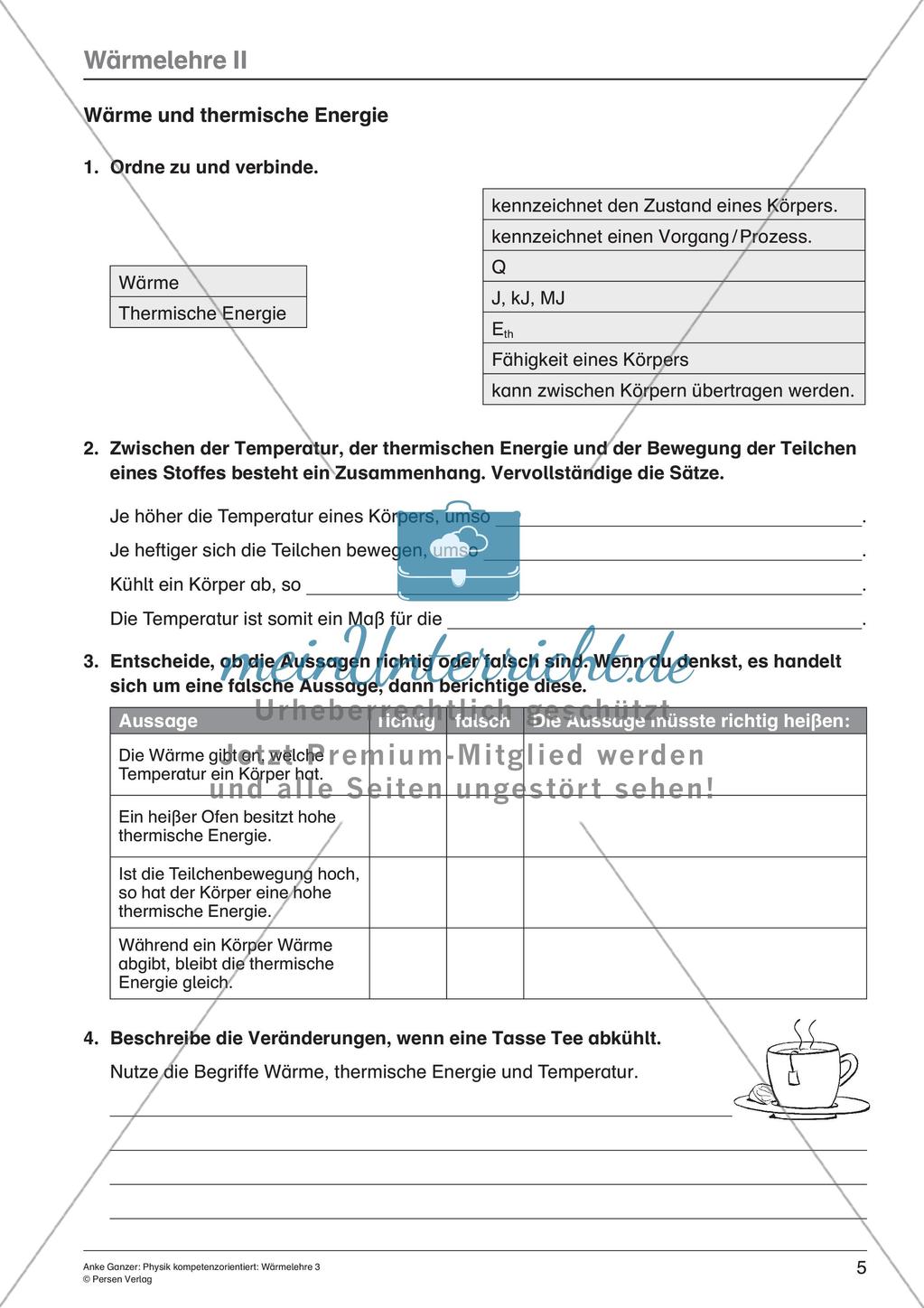 Wärmelehre: Wärmekapazität, Temperatur, thermische Energie Preview 7