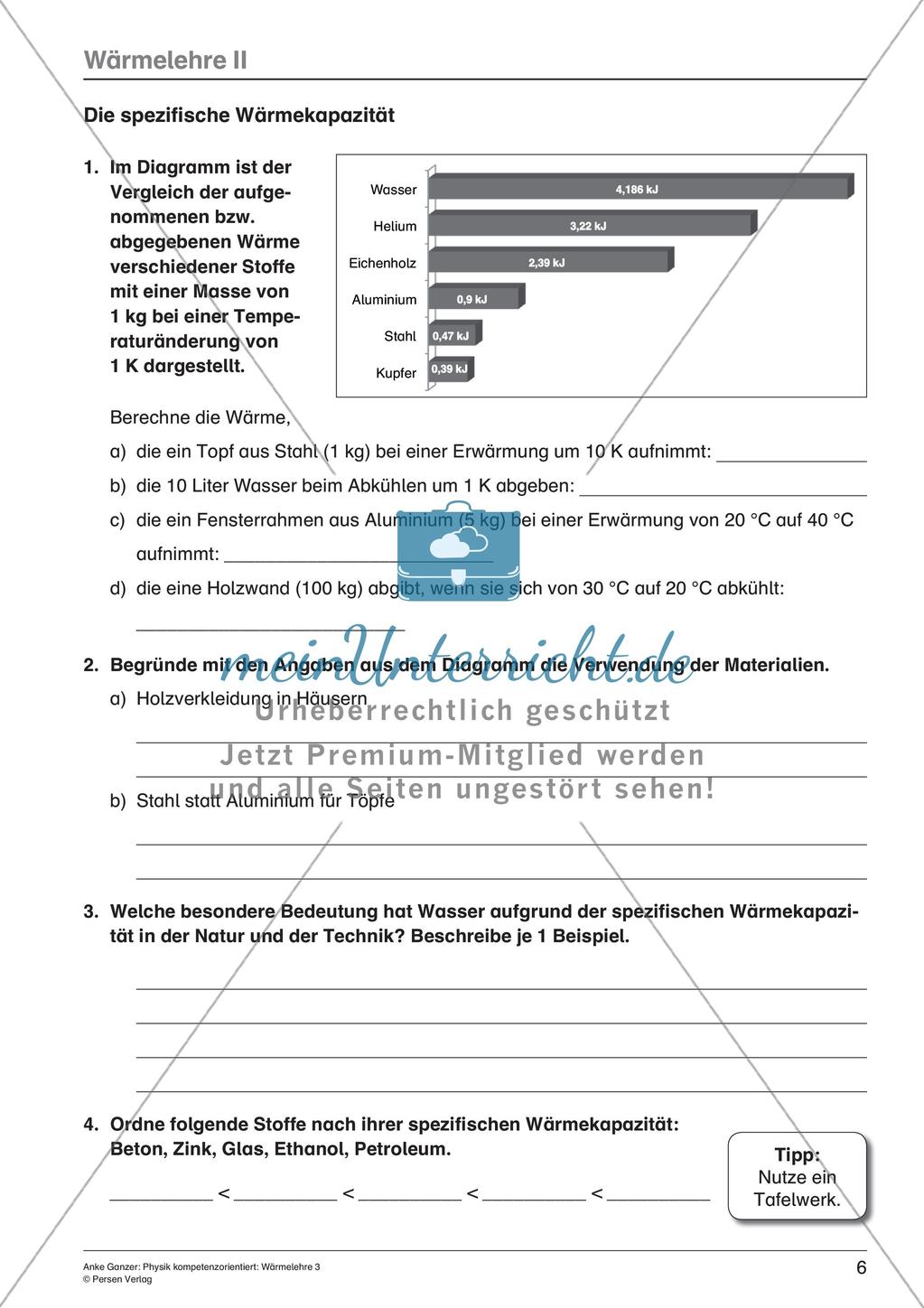 Wärmelehre: Wärmekapazität, Temperatur, thermische Energie Preview 8