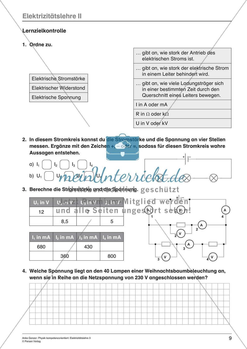 Elektrizität: Stromstärke, Spannung, Widerstand Preview 11