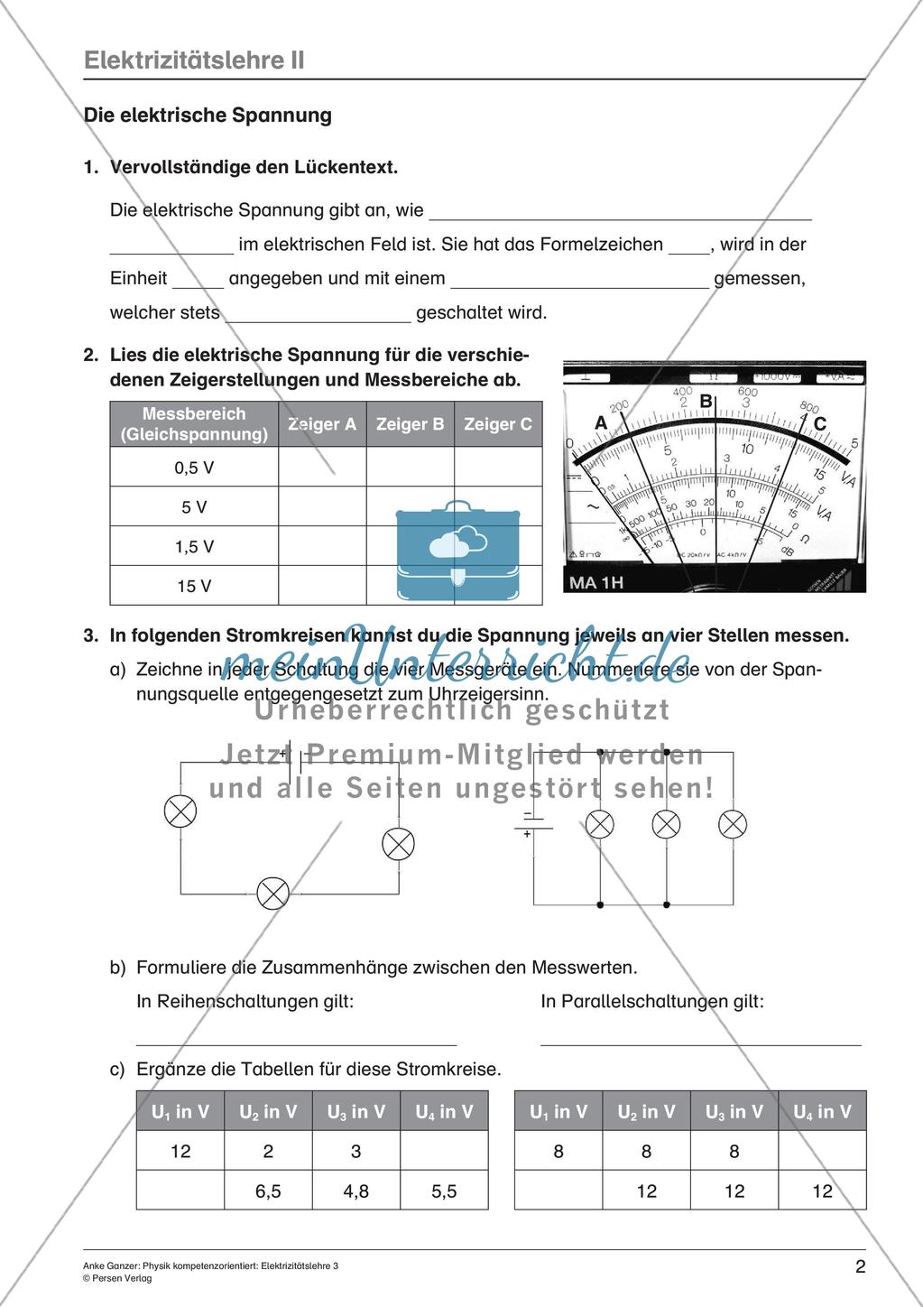 Elektrizität: Stromstärke, Spannung, Widerstand Preview 4
